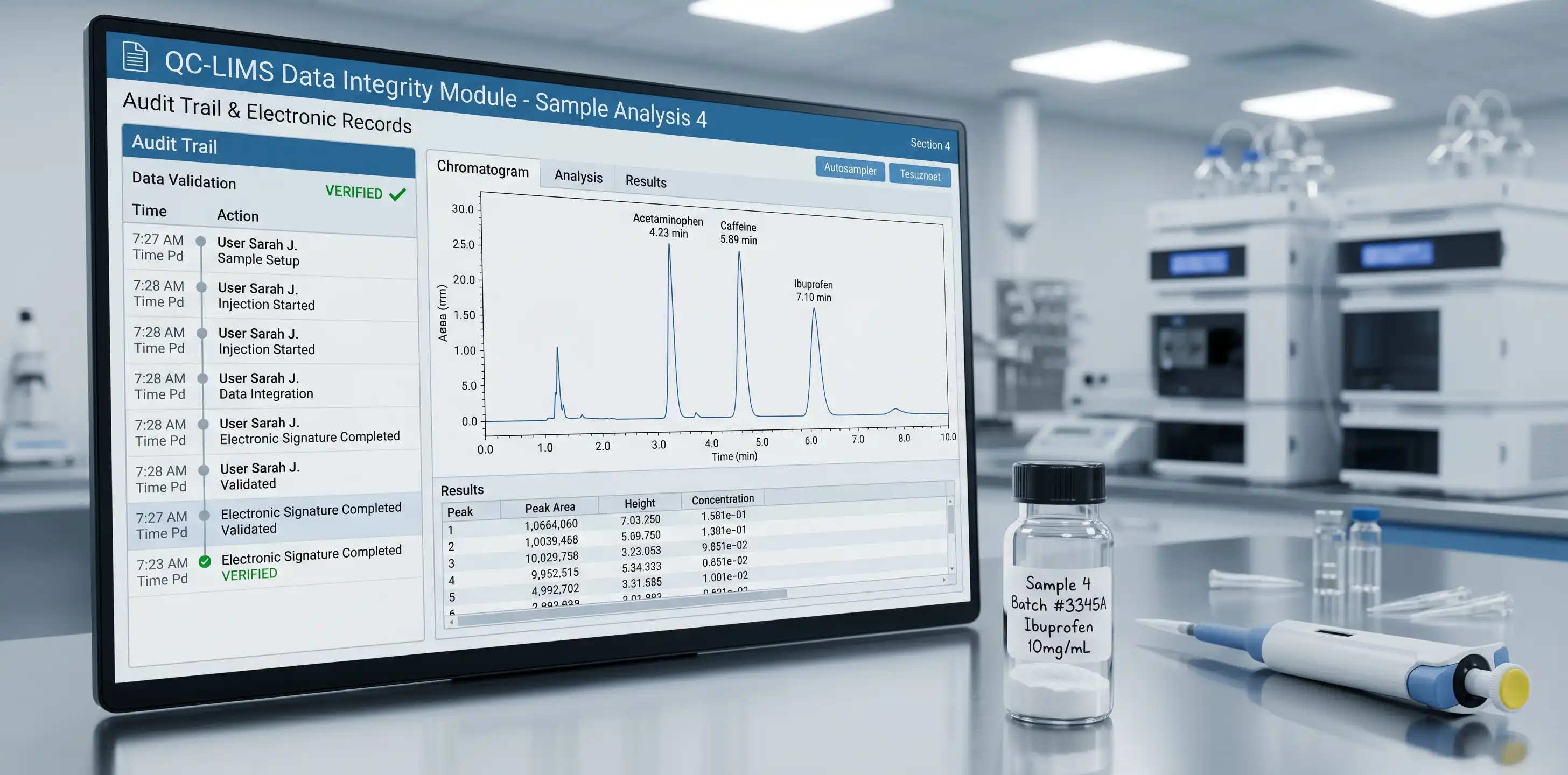 HPLC-MS chromatogram validation for active ingredient purity and impurity threshold monitoring HPLC-MS chromatogram validation for active ingredient purity and impurity threshold monitoring